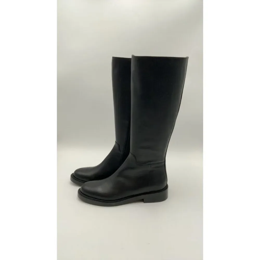 Quince Italian Leather Riding Boots Black Shoes 9 - Picture 9 of 10